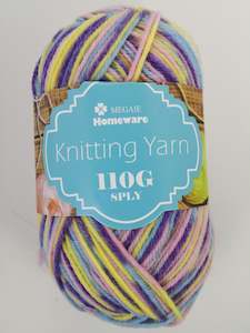 Sewing Haberdashery: #S1 Knitting Yarn (110g) - Multi Blue/Pink/Yellow