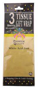Shredded Tissue Paper: Tissue Paper (50x75cm) 3PK - Gold