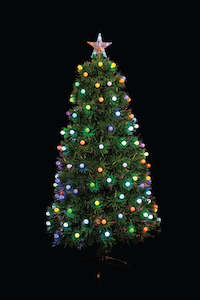 Christmas Trees: LED Fiber Optic Christmas Tree (H:120cm) - Rainbow Baubles
