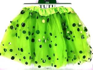 St Patricks Day: Adult Tutu With Reflective Polka Dots (L:40cm) - Green
