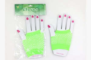 St Patricks Day: Dress Up Accessory - Short Fishnet Gloves (Green)