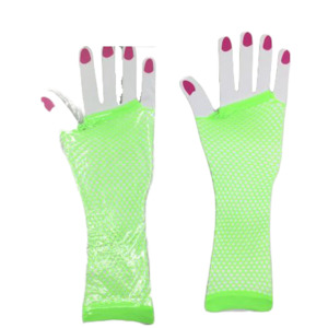 Dress Up Accessory - Long Fishnet Gloves (Green)