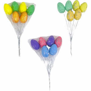 Easter Polystyrene Eggs On Sticks (3x5cm) 6PK - Coloured