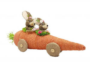 Easter: SISAL Bunny Carrot Car (44cm)