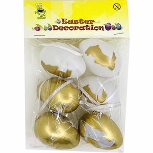 Easter Party Decorations: Plastic Easter Eggs (6x4cm) 6PK - Golden Bunny