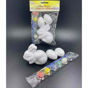 Polystyrene Easter Bunny And 2 Eggs Painting Kit