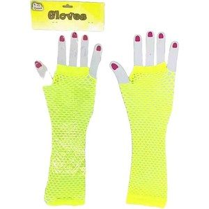Dress Up Accessory - Long Fishnet Gloves (Yellow)