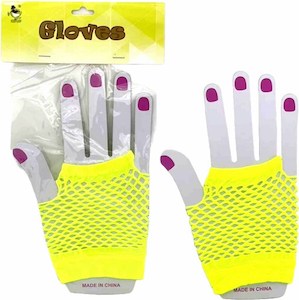 Dress Up Accessory - Short Fishnet Gloves (Yellow)