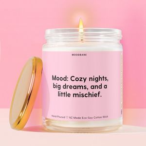 Self Care Relaxation Candles: Mood: Cozy nights, big dreams, and a little mischief.