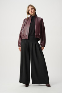 Joseph Ribkoff Leatherette Mock-Neck Bomber Jacket