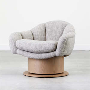 Occasional Chairs: Turn Around Swivel Club Chair Channel Tufted