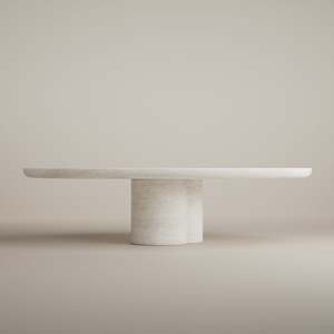 Dining Center: Tomoon Dining Table Oval - Travertine Osso