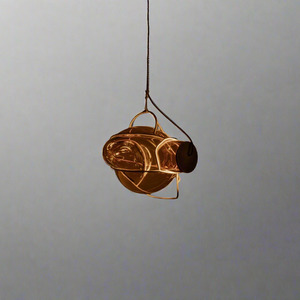 Chandeliers Pendants: Nebula Lighting Sculpture - 1 Bubble - Amber Glass