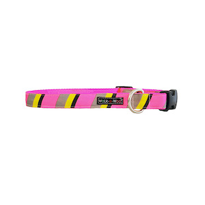 Dog Collar | Pink & Grey Stripes