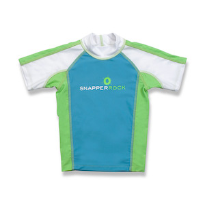 Snapper Rock Kids Swimwear: Rash Top | Bright Green & Blue