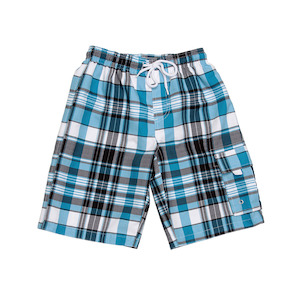 Snapper Rock Kids Swimwear: Boardies | Aqua & White Check