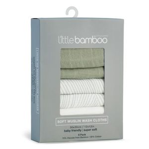 Baby Bamboo Muslin Wash Cloths - Set of 6 | Bayleaf