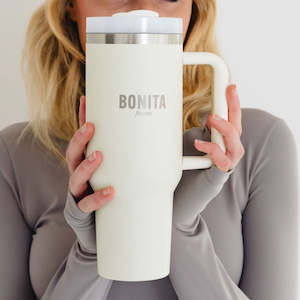 Accessories: Bonita Tumbler with Handle cream