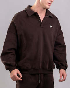 Tops: UNISEX Polo sweatshirt Dark Brown