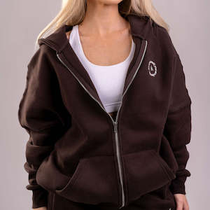 Tops: Zip up hoodie Dark brown