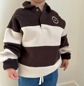 Mini polo sweater Dark brown cream