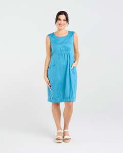 Blackstone: Blackstone Marcella Two Pocket Elastic Waist Dress - Mosaic Blue
