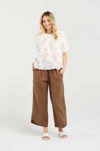 Blackstone Lisette Gathered Yoke Top - White Jacquard