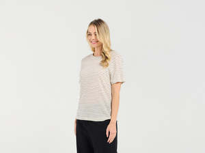 Blackstone: Blackstone Suzette Linen Blend Stripe Tee - Ink Stripe
