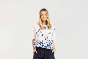Tops: Blackstone Delanie Print Front Top - Floating Petals