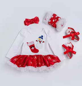 Baby Girl 4pc Christmas Romper Set