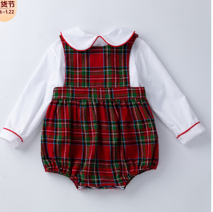 Newborn: Baby Shirt With Checks Print Fancy Romper
