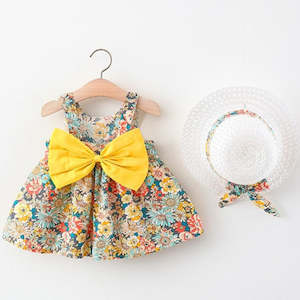 Newborn: Baby Girl Bow Dress With Hat