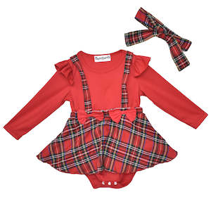 Newborn: Baby Girl Checks Dress With Hair Band
