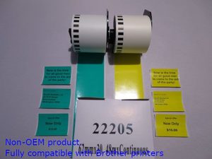Non-OEM 10 x Rolls. Brother Compatible DK-22205 Continuous Labels - YELLOW