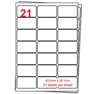 Mailing Supplies: Box of A4 label sheets. 100 sheets per box, 21 labels per sheet