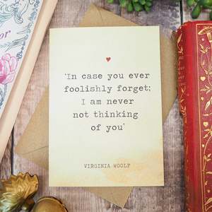 Under 10: Literature Lovers Card Virginia Woolf Quote Valentines