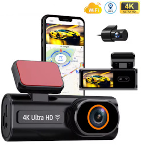 Products: Front + Rear Dashcam DVR Kit (4K + 1080p + WiFi + SD Card Included)