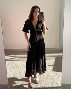 Mirella V Neck Dress Black