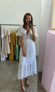 Mirella V Neck Dress White