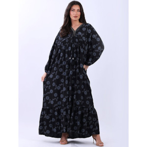 Lilliano: Italian Floral Maxi dress Black