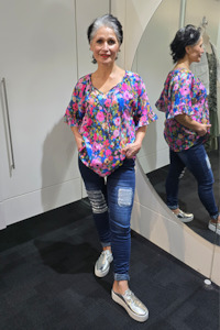 Glam: Tie Neck Top Multi