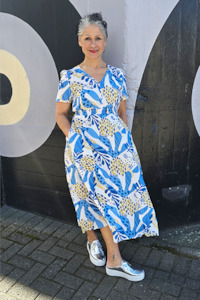 Xs: V Neck Dress Blue