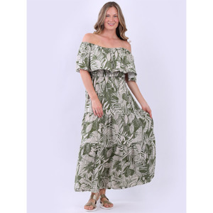 Bardot Tropical Maxi Dress Khaki