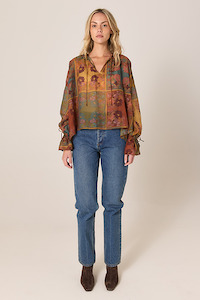 Bohemian Top Nouveau Floral Green