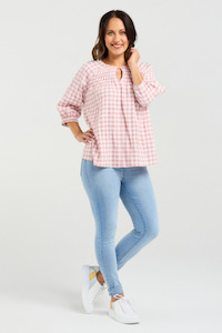 20: Hazel Top Pink Check