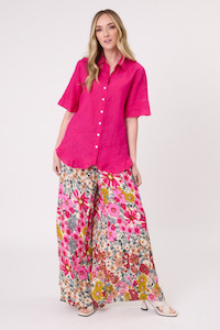Camilla Linen Top Fuchsia