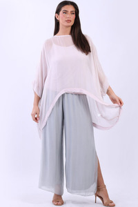 Lilliano: Italian 2-Layered Silk Top Pink