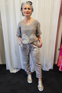 Italian Relax Heart Pants Taupe