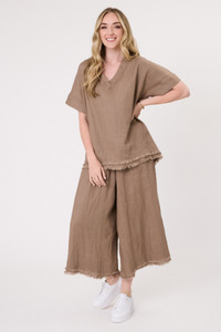 S: Nicole Linen Pants Mocha