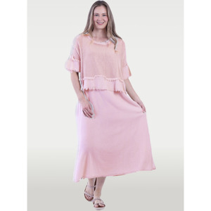 Italian Woven Overlay Dress Pink